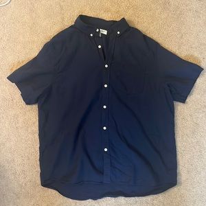 Old Navy - Navy Blue Relaxed Fit short Sleeve Button Down Shirt - XL
